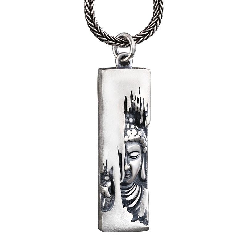 Copper Amida Buddha Pendant Necklace Men Women Chic Geometric Style With Leather Cord Or Chain Options