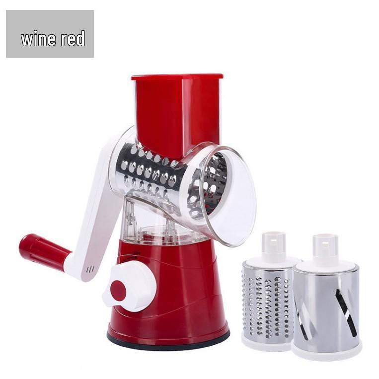 Hand-Crank Vegetable Slicer & Shredder: Multifunctional Kitchen Gadget for Cutting, Slicing, and Julienne красный