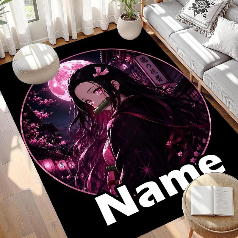 Benutzerdefinierter Name Personalisierter Demon Slayer Druck Teppich, Vielseitiger Heimdekor Teppich, für Spielzimmer, Wohnung, Balkon, Eingangsbereich, Flur Geschenk