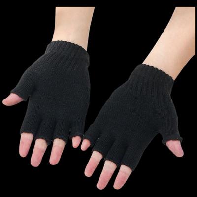 Zisheng Winter Striped Knitted Fingerless Gloves