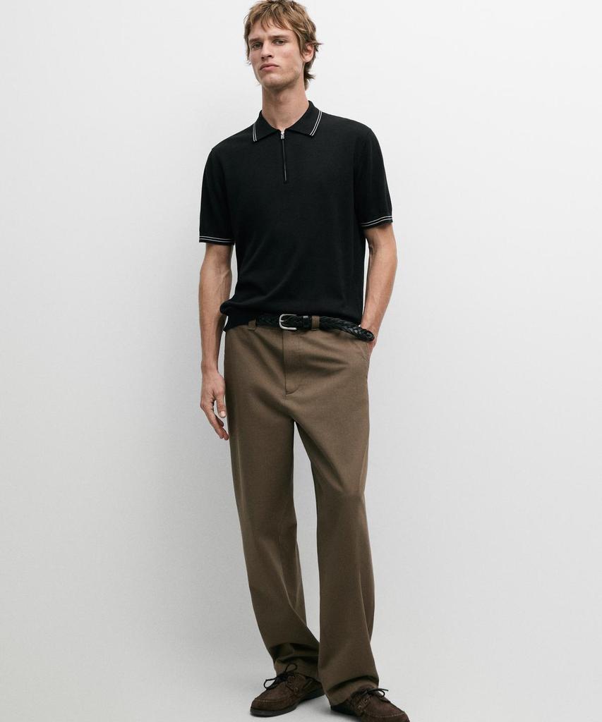 Masimodutti Jersey Polo Knit Collar Detail