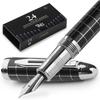 Wordsworth Black Majesty Füllfederhalter Karomuster Chrom-Finish Feine Spitze