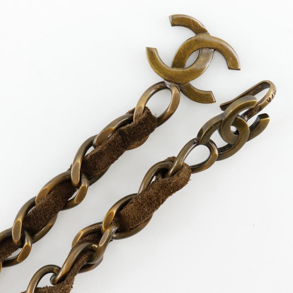 Chanel Chain Belt Belt A07928Y02269 Vintage Processing COCO Mark MARRON Brown Plated Gold/Suede Women Used