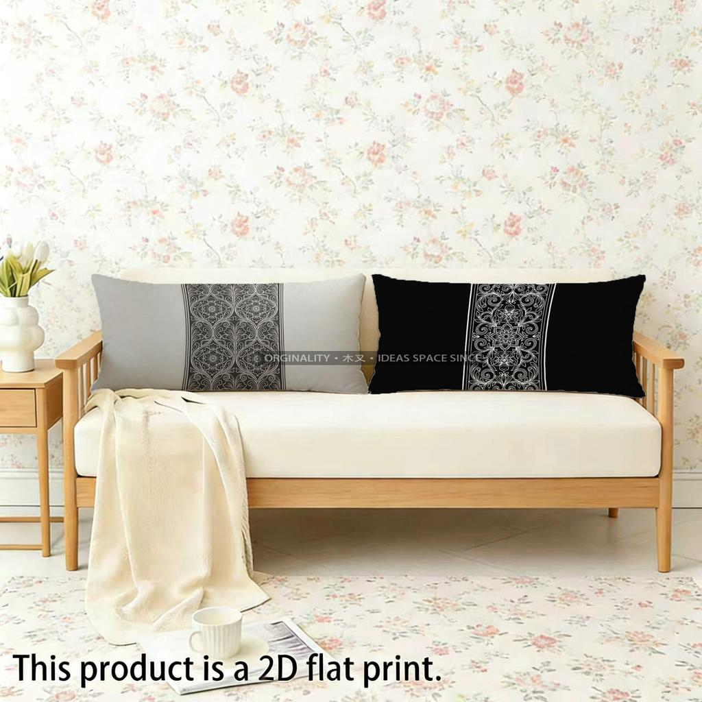 Elegant Floral Pattern Pillowcase Suitable For Sofa Bedroom Car Pillow Cover Cushion Rectangular Back Cushion