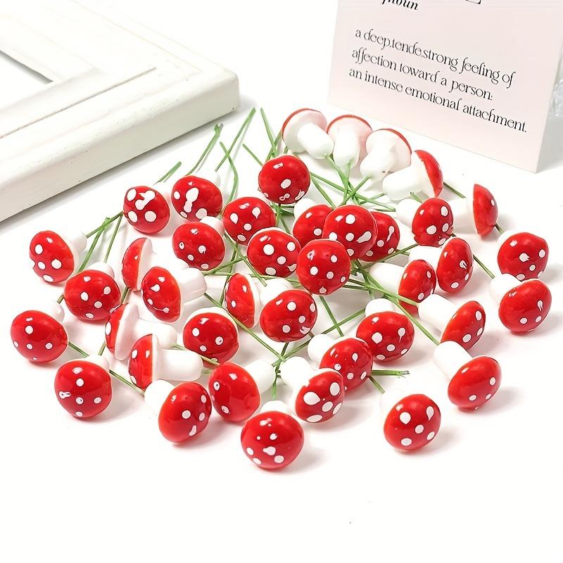 Red Mushroom Simulation Flower, Plastic DIY Cake Decorations, Christmas and Halloween Holiday Decorations, Suitable for Wedding
