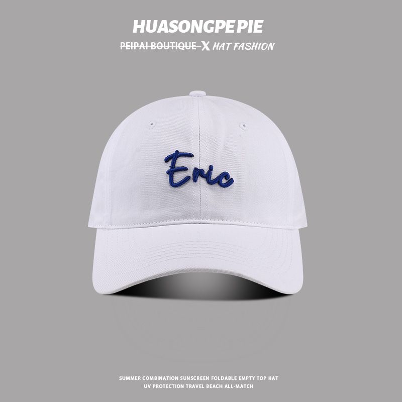 

Кепка-бейсболка с мягким верхом женская с вышивкой букв, универсальная кепка с козырьком, визуально уменьшающая лицо, летняя студенческая повседневная солнцезащитная шляпа от солнца мужская C3611 White M(56-58cm)