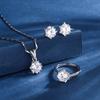 Schneeflocke Dreiteiliges Set Ring und Halskette Sonnenblume Vielseitiger Anhänger Zirkon 2 Karat Hochwertiges Gefühl Schmuckset