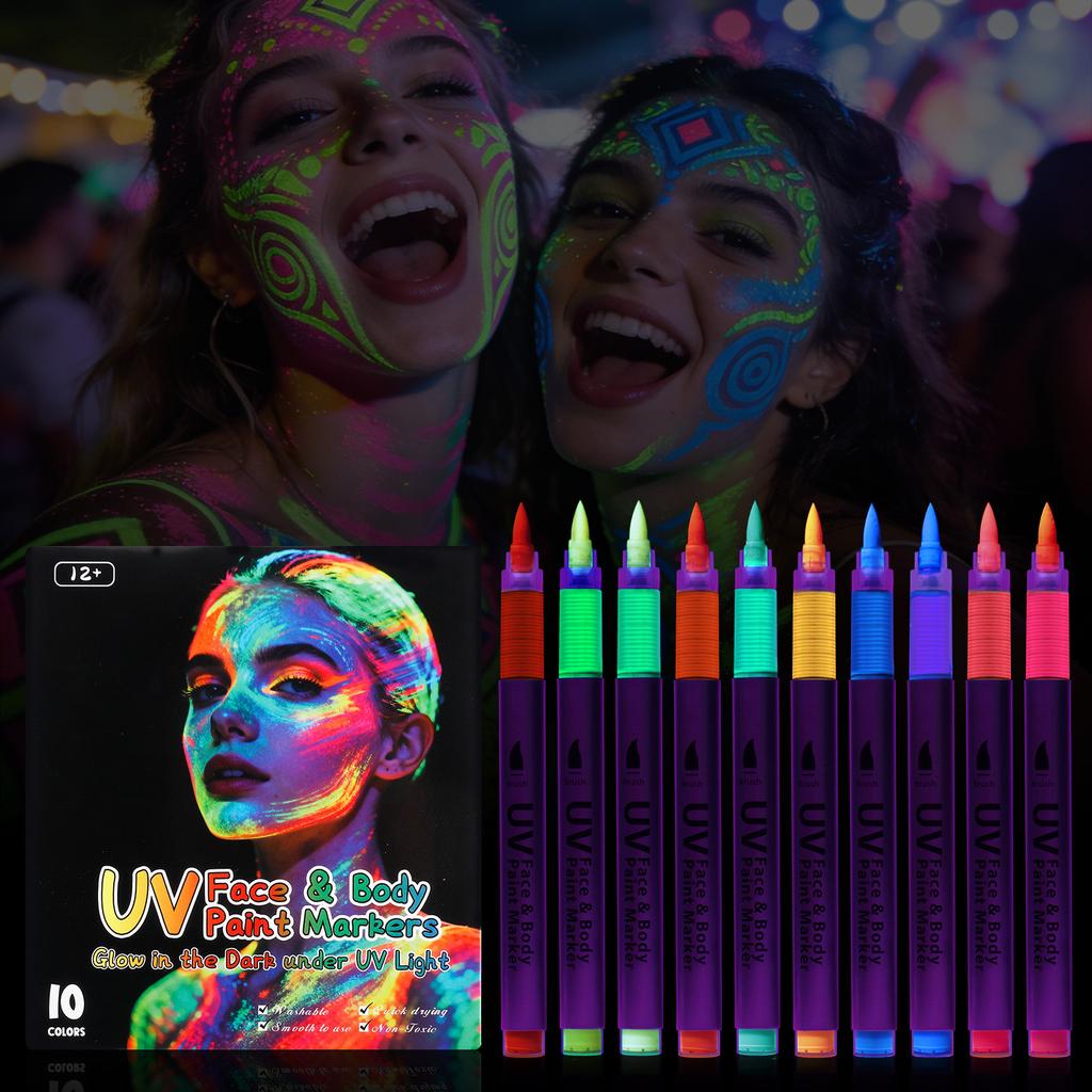 Luminous Body Painting Pen, Facial Pen, Washable Facial Pen, Festive Party Glow Pen,25ml