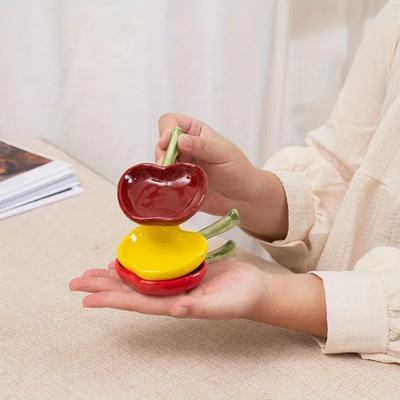 1PC Ins Style Cutlery Cute Ceramic Small Dish Chopsticks Holder, Dip Dish, Condiment Dish, Vinegar Dish, Soy Sauce Dish, Flavor Dish