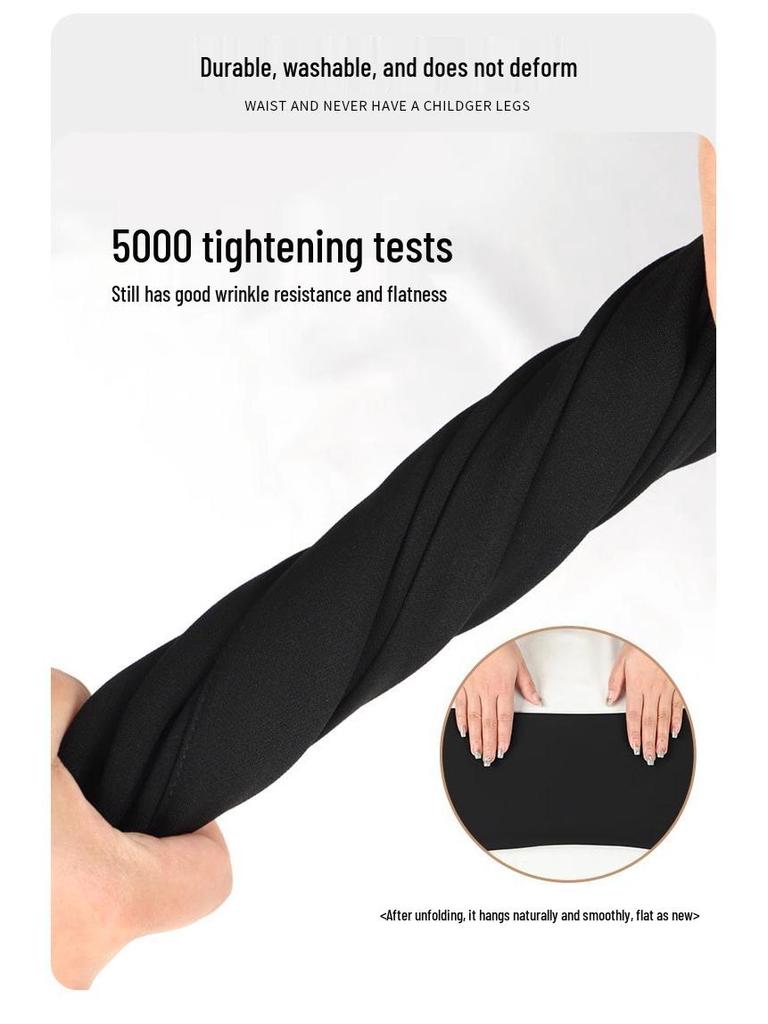 2025 Women's Black High-Waist Micro Flare Pants with Velvet, Slimming Drape, for Spring & Autumn