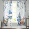 Weihnachten Winter Schneemann Poinsettie Transparente Vorhänge zur Wohnzimmerdekoration Fenstervorhänge Küche Tüll Voile Vorhänge