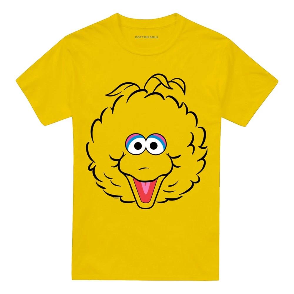 Sesame Street Big Bird Full Face 100% Cotton T-shirt Mens Tees Top S-3XL, Yellow L