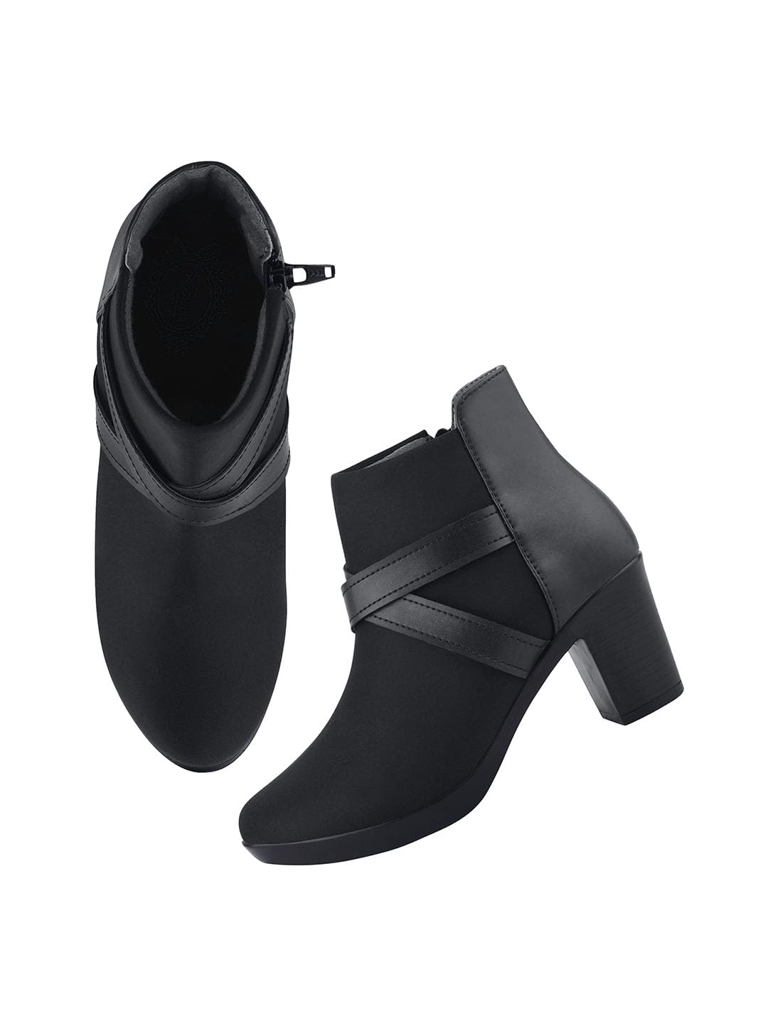 Shoetopai Women S Black Ankle Boots Block Heel Booties With Cross Strap Detail Elegant Party Office Wear Heeled Sho 6 UK 3330₽