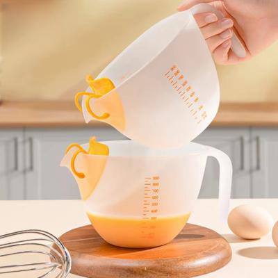 1L Egg Liquid Filter Measuring Cup Clear Large Capacity Baking Whisk Bowl with Scale Metering Cup Baking Measurer Tools