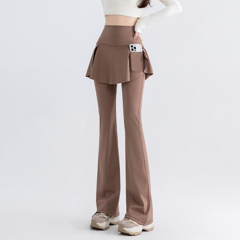 

Women s High Waist Micro Flare Yoga Pants with Pockets - Thin Two-Piece Look, Versatile Base Layer for Spring/Autumn 2026, Plus Size Available M