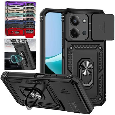 For Xiaomi Redmi 15C 5G 173mm Case Armor Slide Lens Protect Phone Case For Redmi15C Redmy 15C 15 C 5G Magnetic Holder Ring Cover