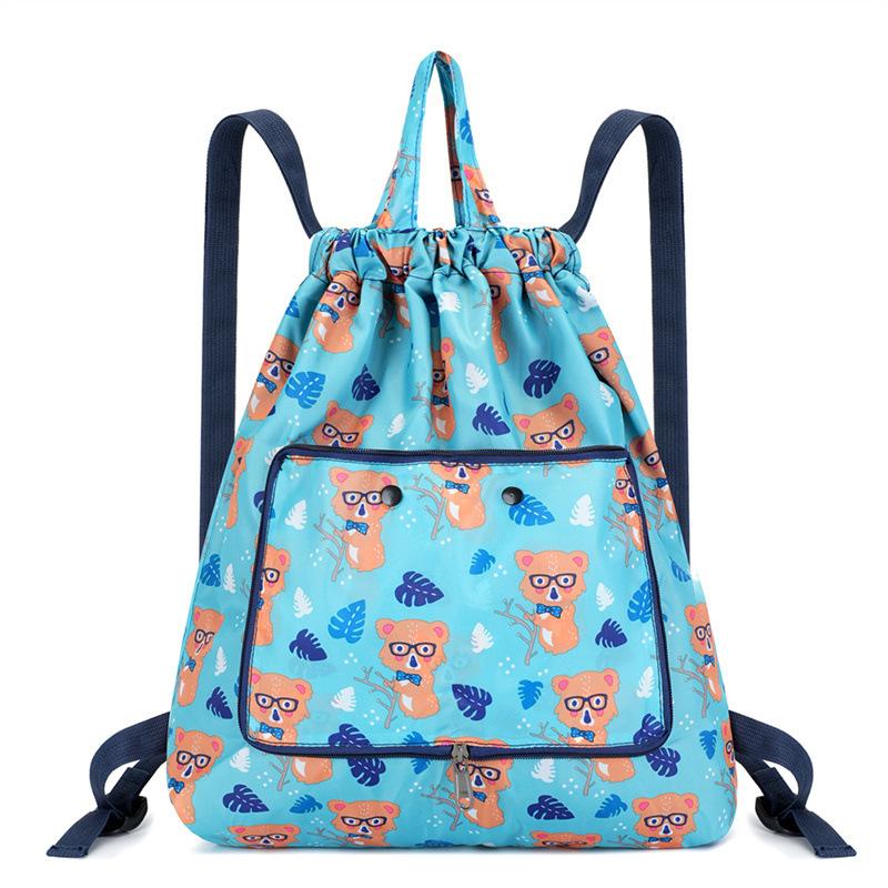 Fashionable Sports Bag Foldable Tie-mouth Handbag Large Capacity Portable Casual Home Shopping Backpack