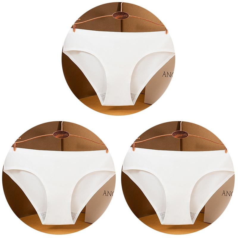 

3Pcs/set Large Size Sexy Women Panties Ice Silk Seamless M-3XL Underwear Solid Color Comfort Soft Briefs Female Lingerie M&3pcs