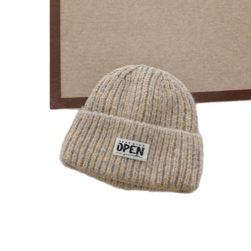 Simple Letter Versatile Knitted Wool Hat for Women Autumn and Winter New Fashion Knitted Hat Cold Hat