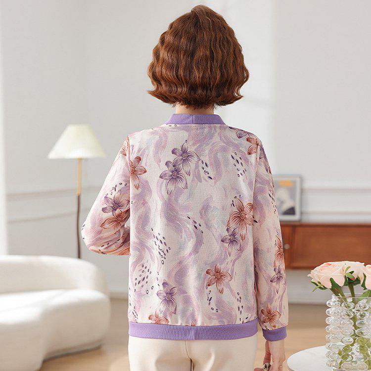 Mom's Autumn Knit Two-Piece Set: Stylish Chinese-Inspired Cardigan for Middle-Aged & Elderly Women