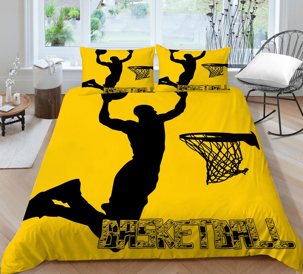3D Basketball King Queen Duvet Cover Sports Theme Bedding Set For Kids Teens Boys Ball Game Bedroom Decor Soft Comforter Cover