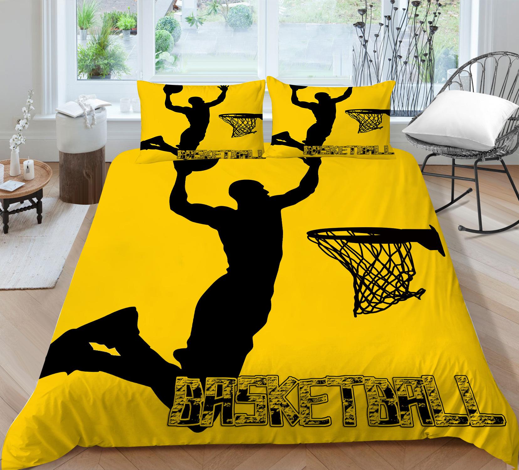 

3D Basketball King Queen Duvet Cover Sports Bedding Set For Kids Teens Boys Soft Comforter Cover Ball Game Decor EU single(135x200cm)