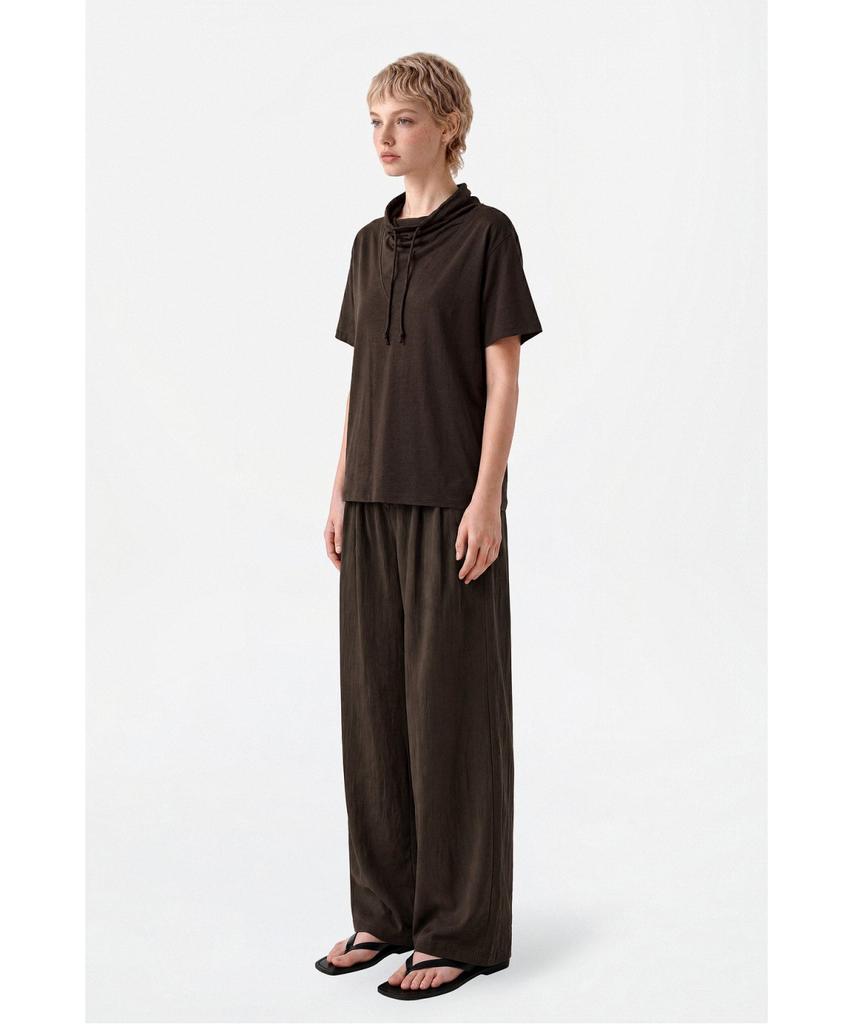 Jaa [Jaah] Elastic Waist Pants Dark Brown