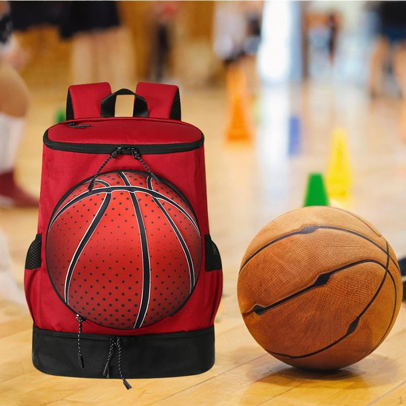 

Баскетбольний рюкзак Gym Bag Стильна універсальна переноска з тримачем м яча Спорт для активного відпочинку Red Black M Kids