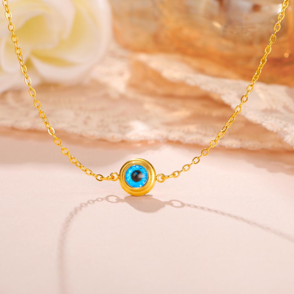 Turkish Blue Evil Eye Pendant Necklace Women Stainless Steel Gold Neck Chains Choker Amulet Jewelry Valentine Gift