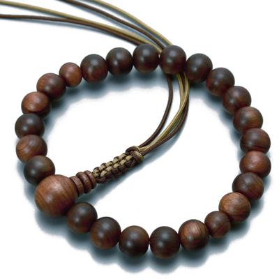 Men's Buddhist Prayer Beads, Kyoto Style, Matte Sandalwood, 22 Beads, Silk Braided Cord, Suitable for All Sects, Ideal for Informal Funerals,