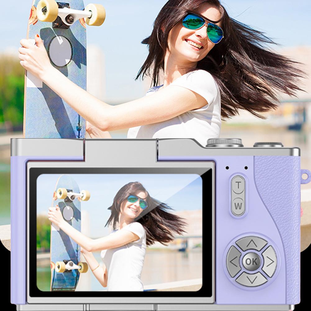 4K Digitalkamera 48MP Kompakte kleine Kamera 8x Zoom Videokamera 180 Klappbildschirm Vintage-Kamera für Jugendliche Erwachsene Anfänger