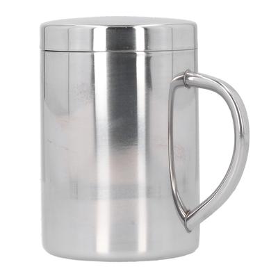 Stainless Steel DoubleLayer Coffee Cup with Handle Children"s Cup with Lid Heat Insulation and