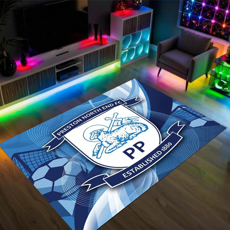 Preston North End Football Design Crystal Velvet Carpet Cozy Non?Slip Printed Rug For Bedroom Living Room Entrance