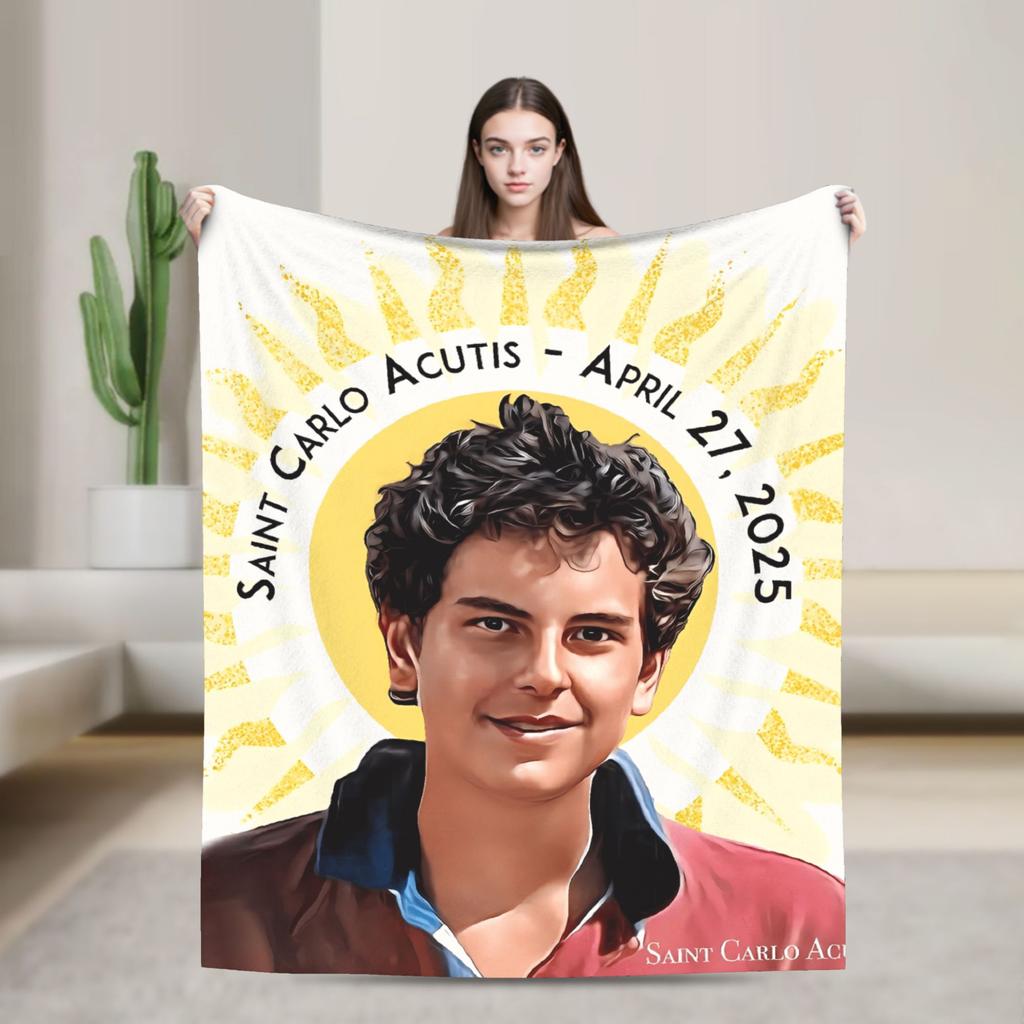 Sint Carlo Acutis Deken Kwaliteit Super Zacht Beddengoed Plaids Winter Decoratief Bank Stoel Nieuwigheid Bedsprei