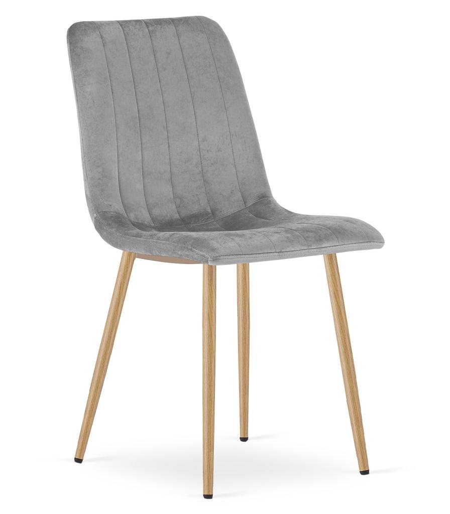 LAVA chair - light gray velvet / wood color legs x 2