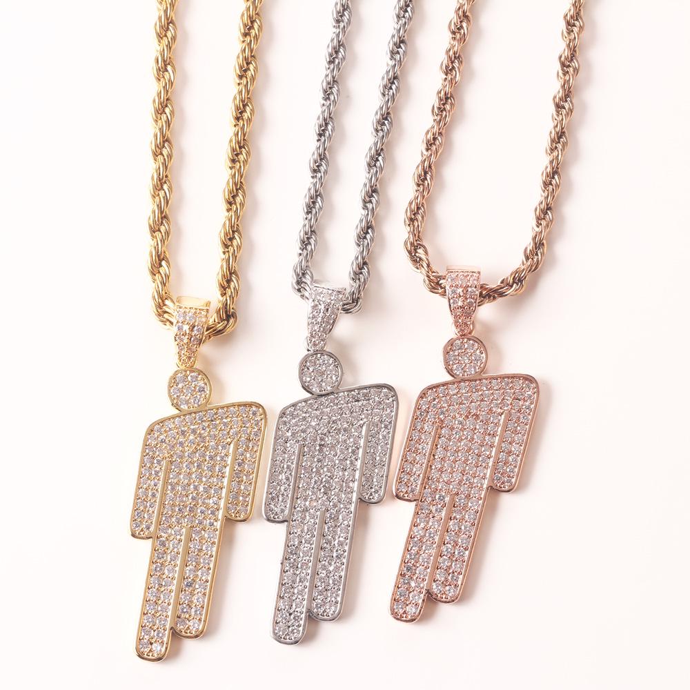 European Cartoon Zirconia Pendant Necklace - Hip Hop Style for Men and Women