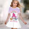 Girls 3D Print Dresses Kids Girl Party Short Sleeve Princess Dress Tank 3D  Moe Cartoon  Print Dress