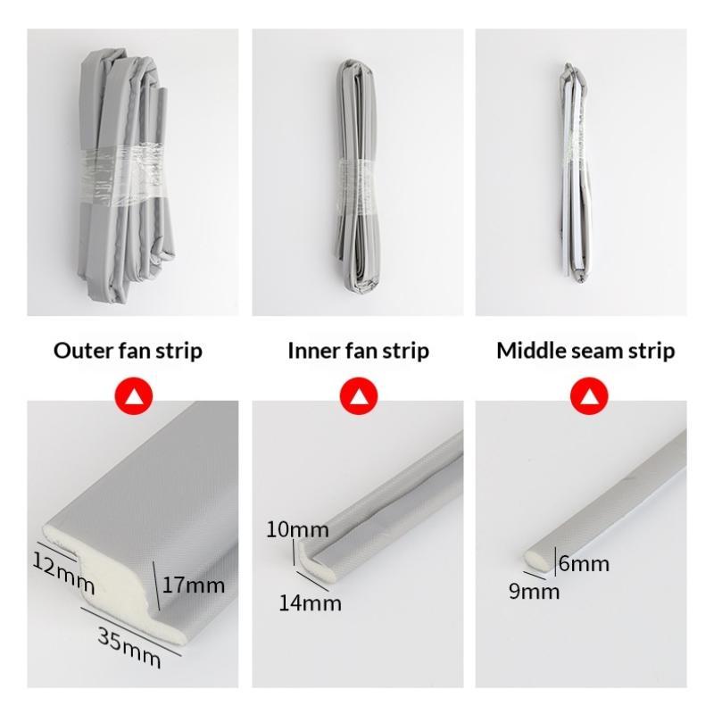 Seal Strip Set Windproof Soundproof Dustproof Self Adhesive Weather Stripping for Sliding Windows Doors Home Office Use