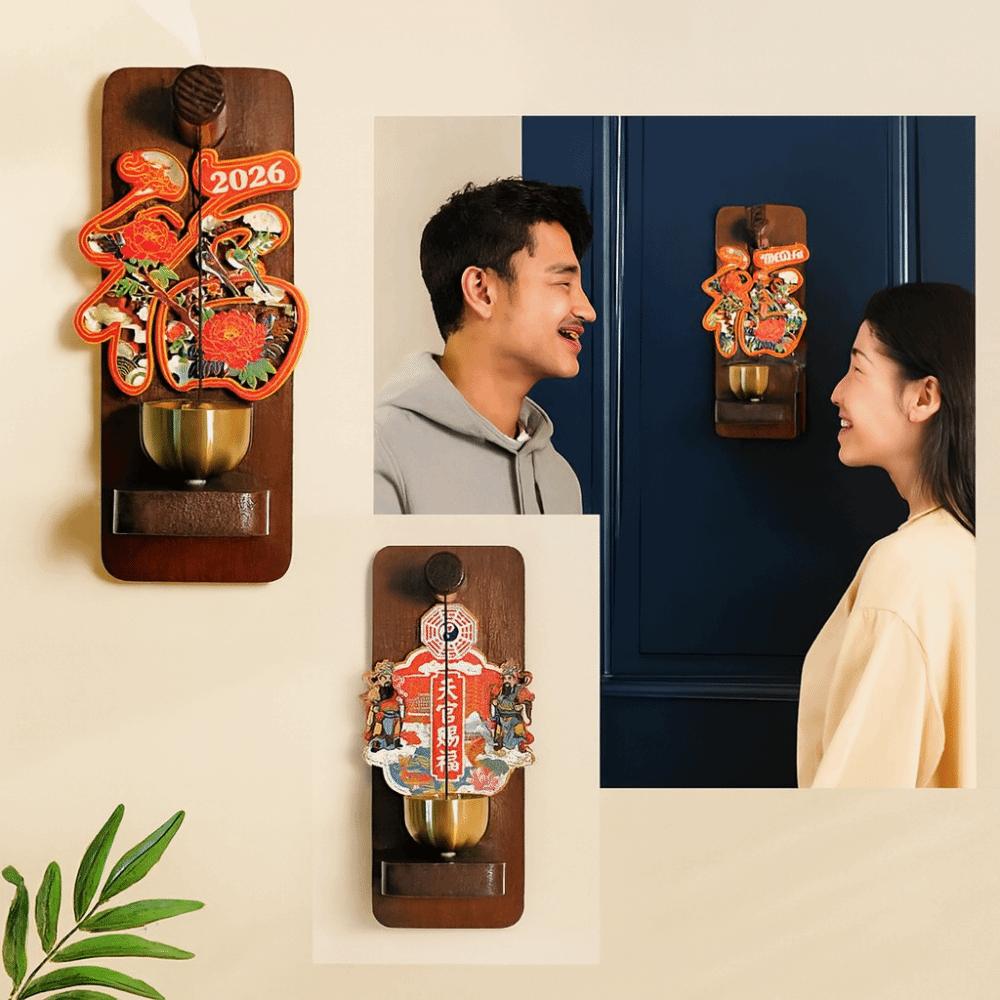 Metal Material Dopamine Magnetic Doorbell New Year Theme Blessings Design Cultural Souvenirs 2026 Edition Refrigerator Stickers