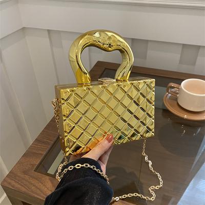 Bolso Señoras 2025 Nuevo Moda Europea y Americana Rombo Bolso de Mano ins Brillante Pequeño Viento Fragante Cadena Bolso Caja Marea