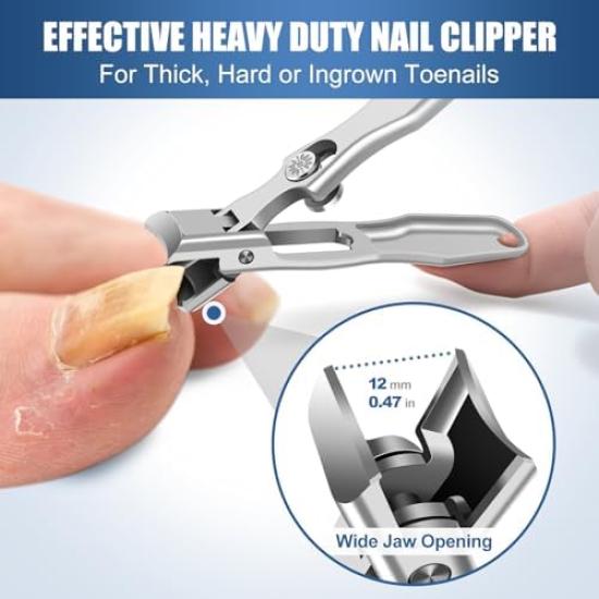 GJNL Nail Clippers for Men Thick Nails 2024 Upgrade Wide Jaw Opening Catcher No Splash Nail Clippers for Seniors Professional Ultra Sharp Nail Cutter