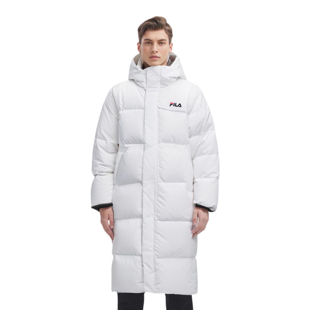 Fila Minimalist Hooded Windproof Warm Zipper Down Jacket Unisex Outerwear White FS2DJB4003X-OWH