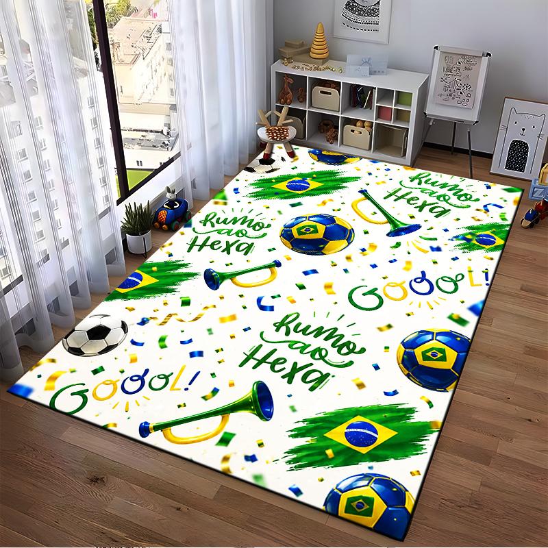 Brazil Soccer Theme Designed floor mat, suitable as a non-slip mat for the living room or bedroom sofa