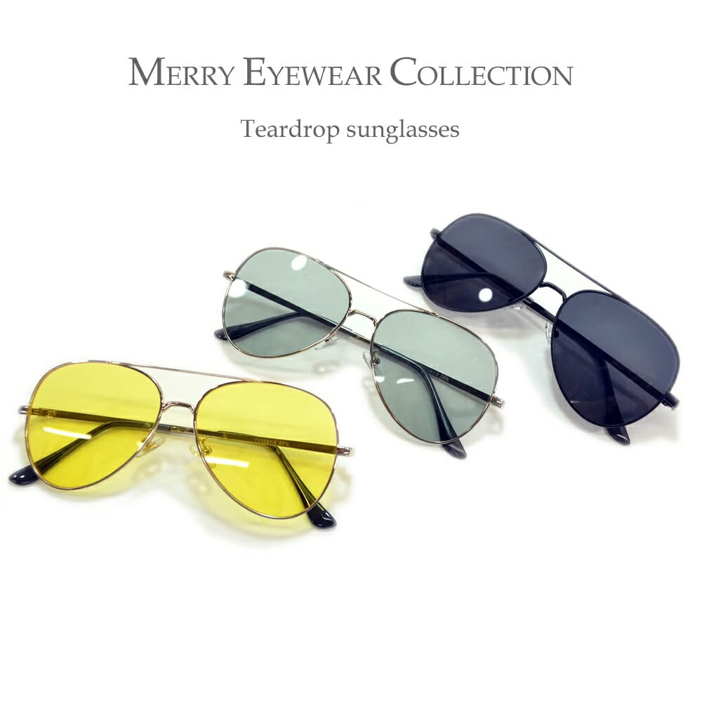 Óculos de sol Data Óculos Aviador Lágrima Lentes de cor clara Cor clara Homens Mulheres Proteção UV ty3561 [MERRY PLEASURE]