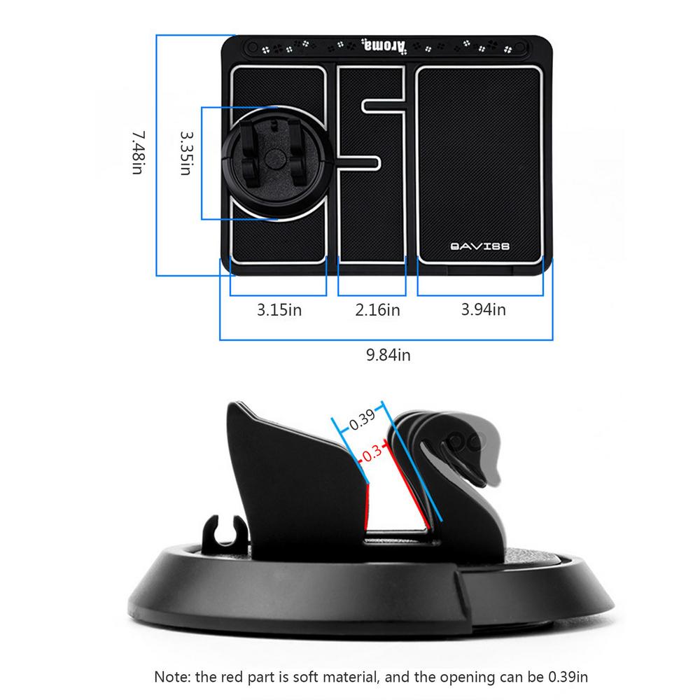 Car Anti Slip Mat Non-Slip Phone Mat 4 In 1 Multifunctional Durable Anti Slip 360Rotation Dashboard Cell Phone Holder Parking