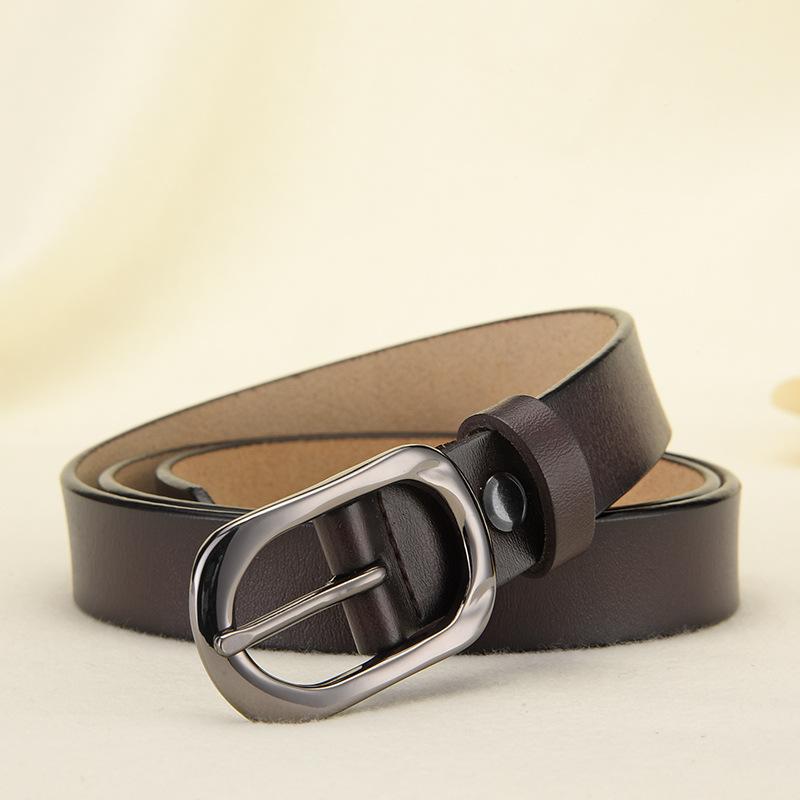 Ladies Cowhide Belt Alloy Pin Buckle Leather Belt Sun Buckle Casual Thin Belt