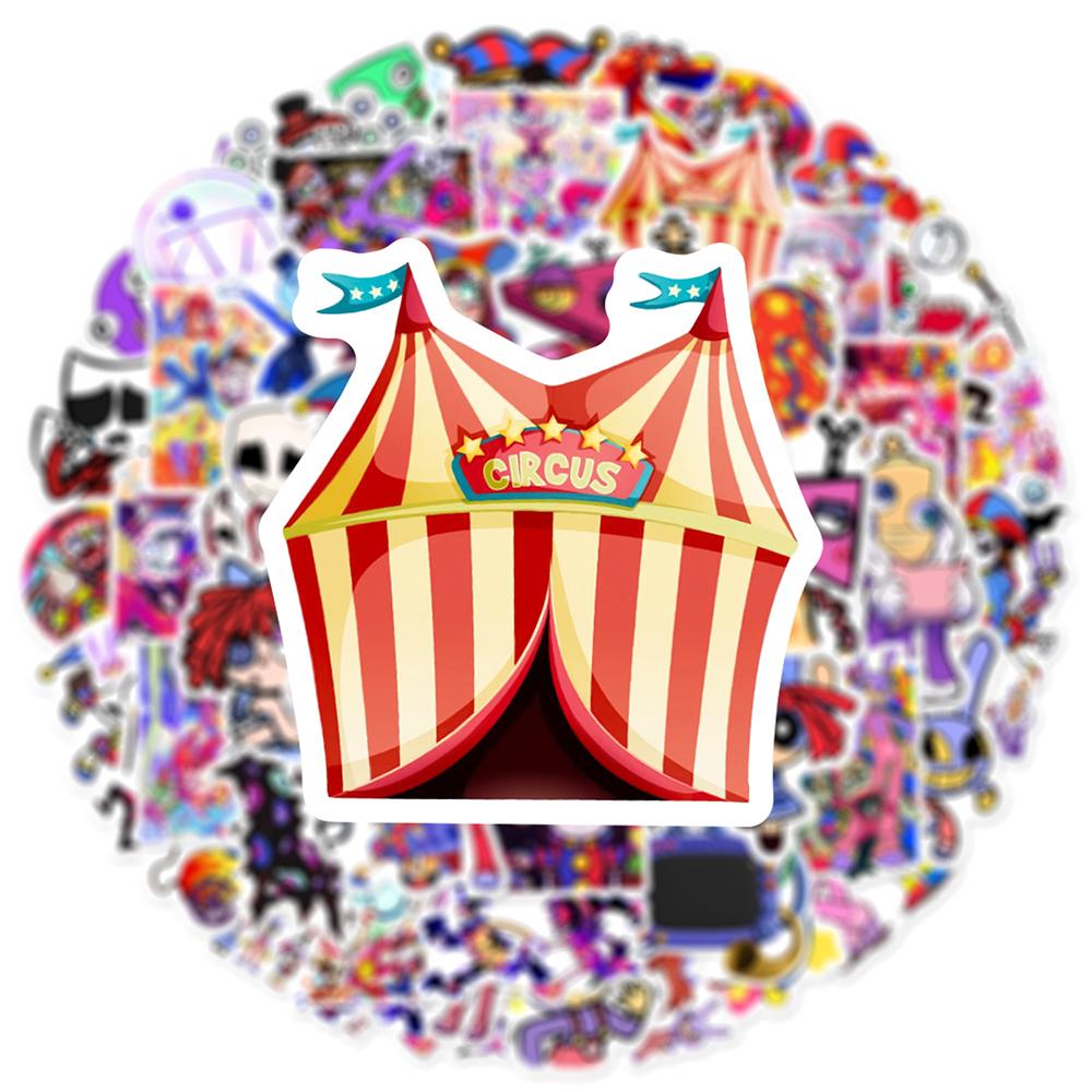 60pcs The Amazing Digital Circus Stickers for Laptop, Skateboard, Luggage, Cup