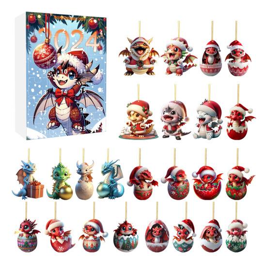 2024 Christmas Advent Calendar 24 Days Christmas Countdown Cartoon Baby Dragon Ornament