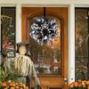 Halloween Black Crow Horror Wreath Creative Purple Rose Simulation Rattan Garland Door Hanging Decorations