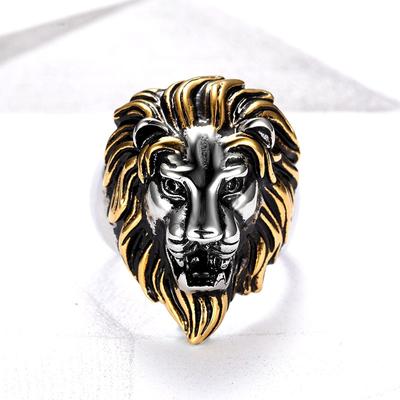 Ring Personalized Retro Ring Gold Lion Head Men's Ring Domineering Hip-hop Lion Head Ring